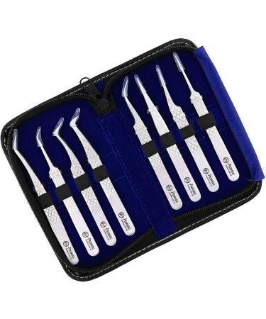 ProMax Brush & Matte Professional Quality Eye Lash Extension 8 PCs Tweezers Sets-The Complete kit for Eyelash Tweezers Include Straight and Curved Tested Tweezers Comes in Black Zipper safety Leather Case-80-2026 - Buy Online on SooperMarket.com