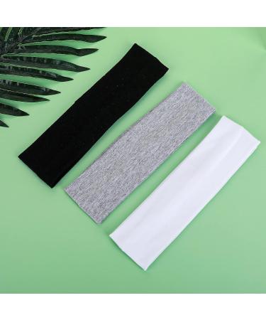 WLLHYF 3 Pcs Non-Slip Yoga Headbands Set for Women - Black White Gray Head Wraps for Workout, Pilates, Running - Soft Cotton Fabric Sweat Hairbands - Buy Online on SooperMarket.com