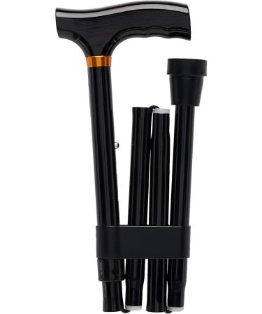 PCP Mobility & Homecare Adjustable Travel Folding Cane Fritz Handle black with Mahogany Handle 3/4-Inch Tip Size - Buy Online on SooperMarket.com