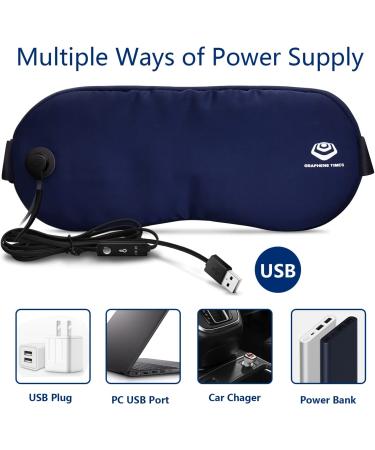 Heated Eye Mask for Dry Eyes - 100% Silk Sleep Mask with Adjustable Temp and USB Port for Puffy Eye Relief - Electric Dry Eye Relief Mask in Blue Color - Buy Online on SooperMarket.com