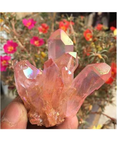 Natural Crystal Rough Beautiful Rose Flame Aura Quartz Crystal Cluster Specimen 60-70G - Buy Online on SooperMarket.com