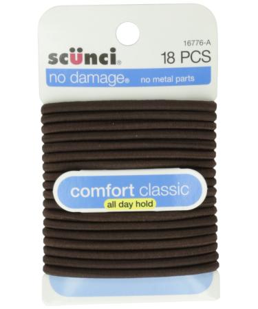 Scunci No Damage Elastics All Day Medium Hold Brown 18 Pieces