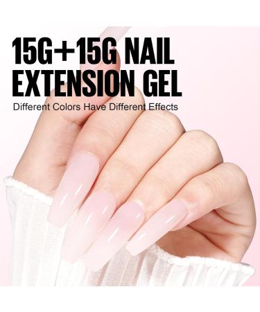 Tomicca Acrylic Gel for Nails - Pale Rosa Set (2x15g) | Quick Extender Polygel for Long-Lasting Nail Extensions | Perfect for Beginners & Salon Professionals - Buy Online on SooperMarket.com