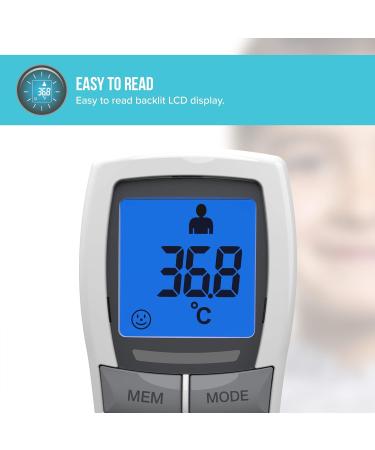 HoMedics No Touch Infrared Thermometer - Non-Contact Forehead Temperature Reader | Instant Measurement, LCD Display, Fever Alarm | Night Mode, Auto-Off | 2yr Guarantee - TE-200 - Buy Online on SooperMarket.com