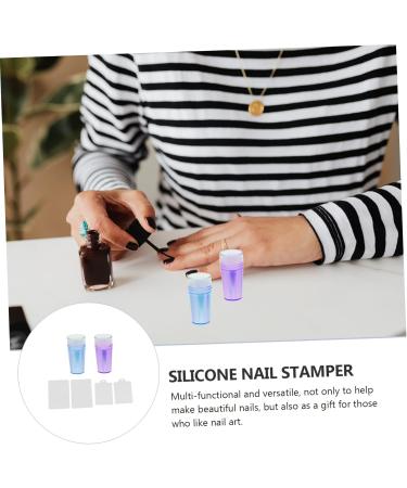 AOKWAWALIY 2 Sets Nail Stamp Nail Kits Girl Nail Art Printing Accessory Nail Art Stencils Nail Accessories Nail Pattern Printing Stamper Silica Gel Scraping Board Fully Transparent 6.5X3X3CM Purple Blue - Buy Online on SooperMarket.com