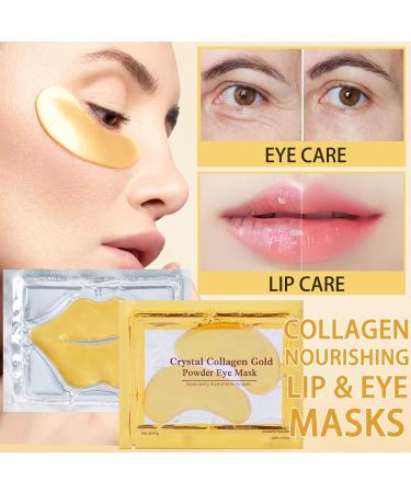 30 Pairs Lip & Eye Masks - 24K Collagen Crystal Under Eye Patches for Dark Circles Puffiness & Fine Lines - Moisturizing Skincare for Women & Men - Buy Online on SooperMarket.com