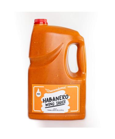 La Querendona Habanero Wing Sauce, Gallon Jug (3.78L)  Fresh habanero peppers, Hot and Flavorful, Perfect for Adding Spice to Wings and More, Ready-to-Use.