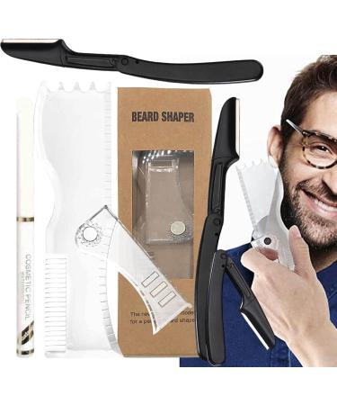 Huaxingda Beard Alignment Tool | Transparent Non-Slip Stencil & Razor - Perfect Mustache & Beard Grooming Kit - Buy Online on SooperMarket.com