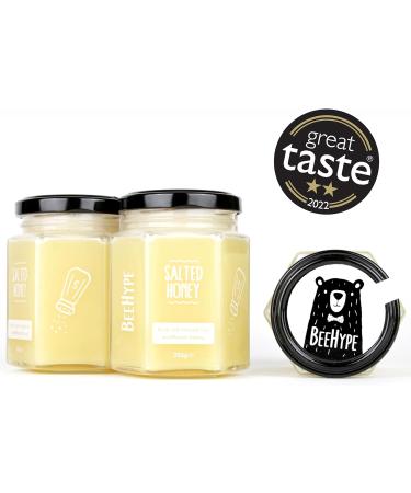 BeeHype - Salted Honey Raw Wildflower Honey with Alpine Rock Salt Low Calorie Alternative with NO Palm Oil and NO Refined Sugars Vegetarian Nut and Dairy Free 6 x 250g Salted Honey Pack of 6 - Buy Online on SooperMarket.com