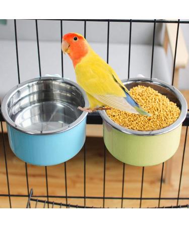 Stainless Steel Bird Feeding Dish Cup Stand - Cage Accessories for Parakeet, Conure, Cockatiels, Lovebirds, Budgie, Chinchilla - Buy Online on SooperMarket.com