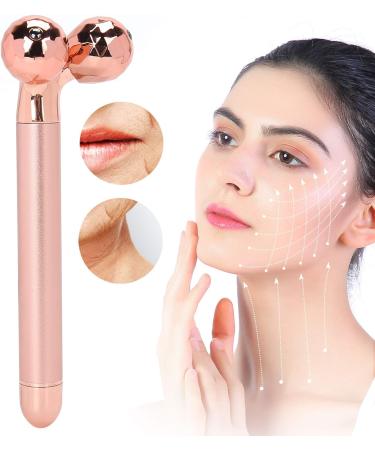 3D Roller Face Massager V Shaped Facial Rollers Face Slimming Tightening Tool Lifting Face Lines Remove Puffiness (Rose Gold) - Buy Online on SooperMarket.com