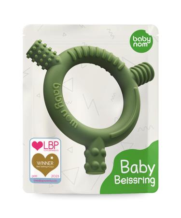 Baby nom bite ring baby cooling - bpa -free bite ring baby cooling dental aid baby gripping -free baby biting toys baby gripping toys baby to baby teeth tea toy baby cotton stuff baby olive green