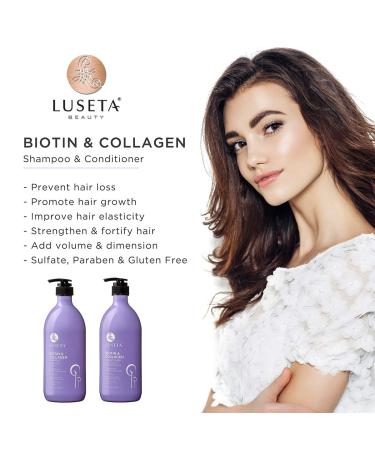 Biotin & Collagen Shampoo Conditioner Set | Thinning Hair Treatment for Fast Growth | Sulfate & Paraben Free | Keratin & Color Safe - 2x33.08oz - Buy Online on SooperMarket.com