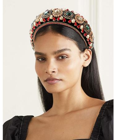 Padded Rhinestone Headband - Crystal Velvet Wide Hairband for Women and Girls - Buy Online on SooperMarket.com