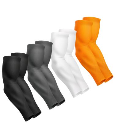 Feugoant 4 pairs of compression armcups for women and men UV sun protection cooling sports tens with laundry bag black + white + gray + orange (4 pairs)