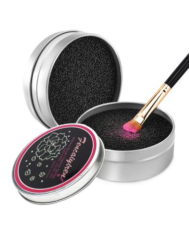 2 Pack Cleaner Sponge, Dry Makeup Brushes Cleaner Eye Shadow or Blush Color Removal Quickly Switch to Next Color Black Sponge