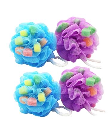 NOLITOY Home Bath Balls 4pcs Colorful Shower Ball Sponge Shower Ball Adult Shower Ball Bath Ball Bath Flower Bath Wipe Super Soft Child Bath Balls