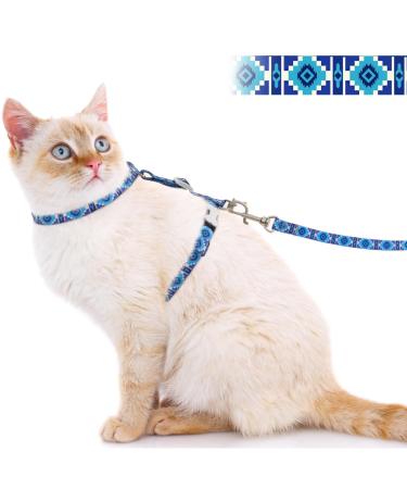 Supet cat dishes with a line adjustable cat dishes for large and small cats slightly kitten dishes kitten cat leash and dishes set for walking (blue s) s (chest size: 25.5-40.5cm) blue)