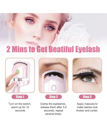 Buy Heated Eyelash Curler - Electric Rechargeable Rapid Heat-Up Long-Lasting Curls Sensing Heating Silicone Pad (Pink) - International Shipping Available - Buy Online on SooperMarket.com