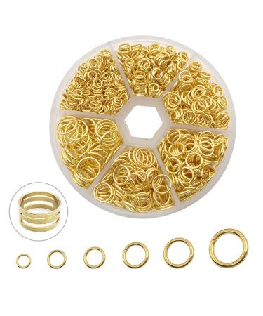 1500Pcs Mixed 6 Sizes Open Jump Rings 4mm 5mm 6mm 7mm 8mm 10mm Jump Ring Jewelry Keychain for Jewelry Making Accessories with 1Pcs Jump Ring Open/Close Tool and 1Pcs Storage Box (Gold)