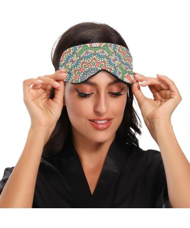 Haskirky Light Blocking Eye Mask - Adjustable Unisex Travel Mask for Deep Sleep and Meditation - Mandala Pattern - Buy Online on SooperMarket.com