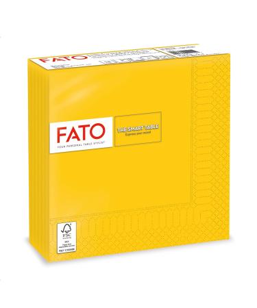 Fato disposable napkin made of paper ideal for informal lunch and buffets pack with 50 napkins size 33x33 4-folded 2-layer yellow 100% pure cellulose paper FSC certified