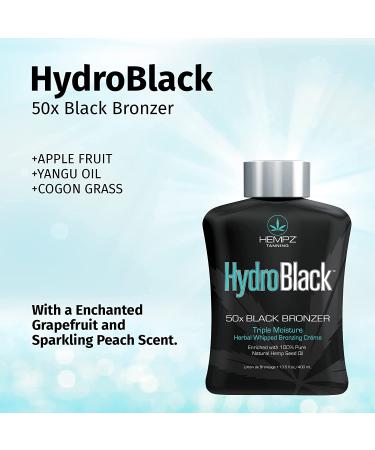 Hempz Hydroblack 50X Black Bronzer 13.5 Fl Oz - Herbal Moisturizing Self Tanner for Tanning Beds, Beach & Sun - Buy Online on SooperMarket.com