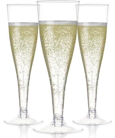 24 Plastic Champagne Flutes Disposable | Clear Plastic Champagne Glasses for Parties | Clear Plastic Cups | Plastic Toasting Glasses | Mimosa Glasses | New Years Eve Party Supplies 2023 Clear (24 Pack)