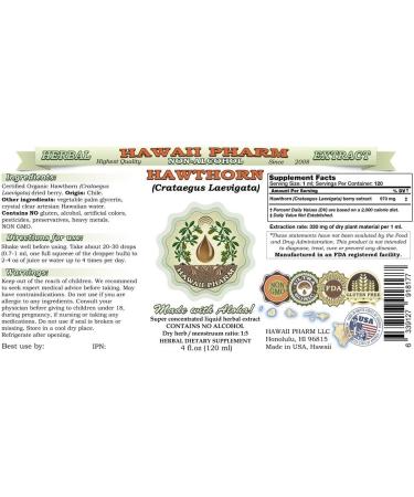 Organic Hawthorn Alcohol-Free Liquid Extract - 2x4 oz (2x4 Ounce) - Glycerite from Dried Berries - Buy Online on SooperMarket.com