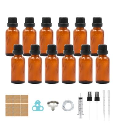 Reyshin 30ml-12Stk brown las bottle drip bottle made of glass amber glass bottle SET incl.