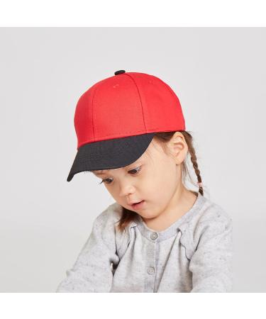 LANGZHEN 100% Cotton Kids Baseball Cap Hat | Adjustable Sun Hat for Girls Boys 2-4 Years | Black Red - Buy Online on SooperMarket.com
