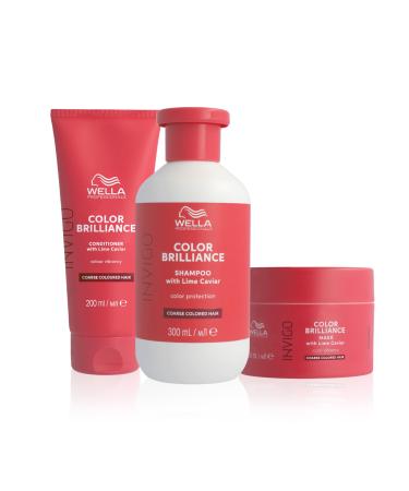 Wella Professionals Invigo Color Brilliance Coarse advantage set-Professional hair care with vitamin E for thick colored hair-300 ml shampoo 200 ml conditioner and 150 ml Haarmask Shampoo 300ml Conditioner 200ml Haarmaskae 150ml