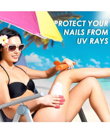 50 Pcs UV Protection Tanning Finger Tips - Pink Nail Polish & Gel Remover Caps for Tanning Beds - Buy Online on SooperMarket.com