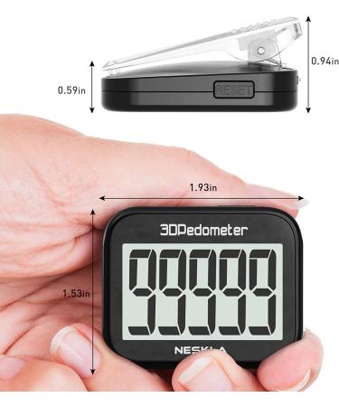 3D Pedometer for Walking - Large Digital Display Step Tracker with Removable Clip Lanyard, Black - Buy Online on SooperMarket.com
