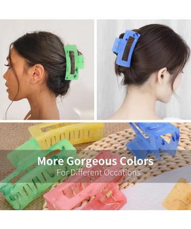 8 PCS 3.5 Inch Hair Claw Clips Set for Women - Rectangle Claw Clips for Thick Hair - Buy Online on SooperMarket.com