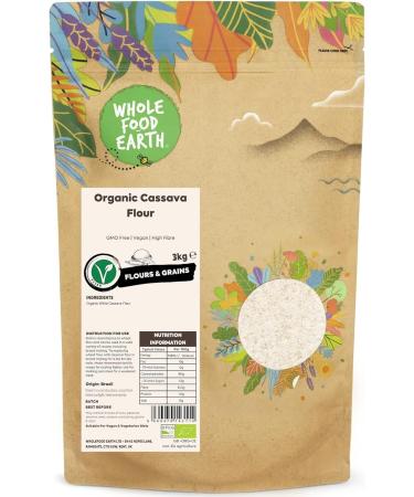 Wholefood Earth Organic Cassava Flour 3 kg | GMO Free | Vegan | High Fibre | Certified Organic 3kg