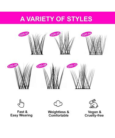 CAELYMINE Cluster Eyelash Extensions 144pcs - D Curl Soft Lash Extension Clusters for Beginners - Reusable 3D Cosplay Eyelash Cluster Extensions - Buy Online on SooperMarket.com