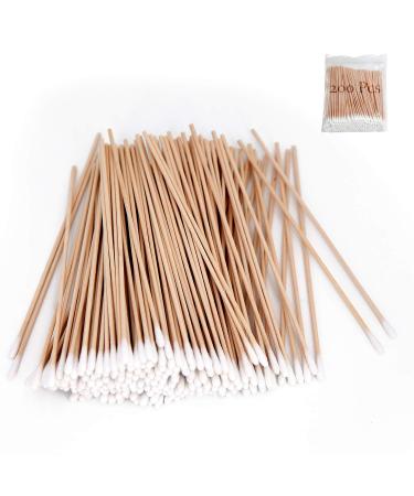 200 PCS Long Wooden Cotton Swabs, Cleaning Cotton Sticks with Wood Handle for Oil Makeup Gun Applicators, Eye Ears Eyeshadow Brush and Remover Tool, Cutips Buds for Baby and Home Accessories
