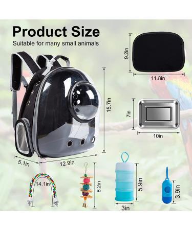 Portable Bird Carrier Travel Cage - Lightweight Breathable Bag with Feeder Cups and Toys for Parrots, Guinea Pigs, Rats - Black - Buy Online on SooperMarket.com