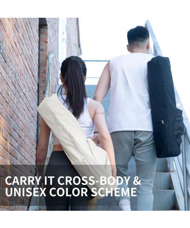 EnjoyActive Premium Waterproof Yoga Mat Bag | Adjustable Strap, Multi Pockets | 2 Sizes | Perfect Carrier for 1/4 or 1/2 Thick Mats | Ideal for Gym, Beach, Park, Travel | Women & Men - White - Buy Online on SooperMarket.com