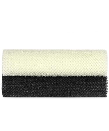 African Exfoliating Net,JASSINS African Sponge Net,Body Exfoliating Long Net Shower Body Scrubber Back Scrubber Skin Smoother (Black + Beige)