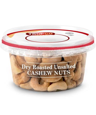 Tropgo Roasted Unsalted Cashews 180g Tub - Cashew Nuts in Resealable and Recyclable Tub - Wholesome Trail Mix with Fibre Protein and Essential Minerals - Healthy Snacks for All Ages