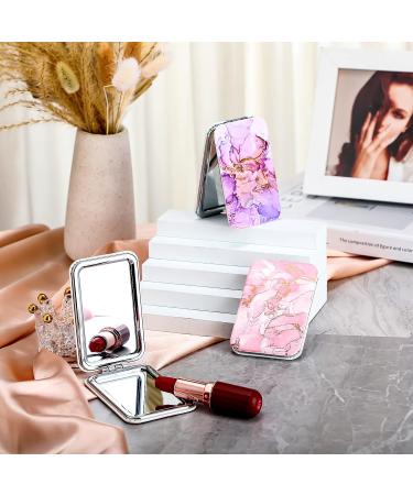 Compact Magnifying Travel Mirror Set - Double Sided 1X/2X Magnification, Marble Design - Perfect Gift for Women, Girls, Graduation, Birthday or Christmas - Buy Online on SooperMarket.com