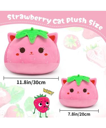 MUFEIRUO 40cm Strawberry Cat Plush Pillow - Cute Stuffed Animal Toy for Kids - Soft Cat Doll for Girls and Boys - Buy Online on SooperMarket.com