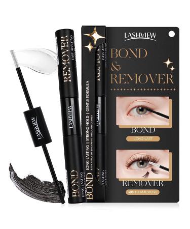 LASHVIEW 2 in 1 Lash Glue & Remover Waterproof Mascara Adhesive With Strong 48 Hour Hold Fast Removal With No Residue 0.13 Fl Oz (Pack of 1)