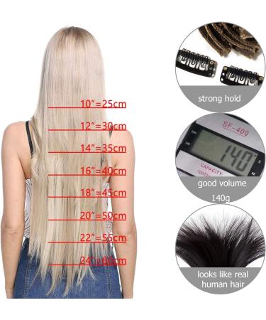 26 Clip in Hair Extensions #Ash&Dark Blond - Synthetic 8pcs Long Straight Hairpiece for Full Head - 26 Inch #Ash&Dark Blond - Buy Online on SooperMarket.com