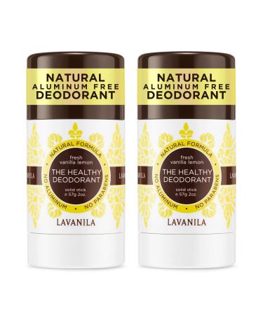Lavanila Natural Aluminum Free Deodorant 2-Pack Vanilla Lemon - The Healthy Deodorant for Men and Women Solid Stick (2 Ounce Each) Vegan Vanilla Lemon 2 Ounce (Pack of 2)