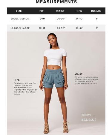 Conceited High Waisted Flowy Shorts with Pockets, 4-Way Stretch - 4 Inseam Harem Style for Women (Fleur S-M) - Buy Online on SooperMarket.com