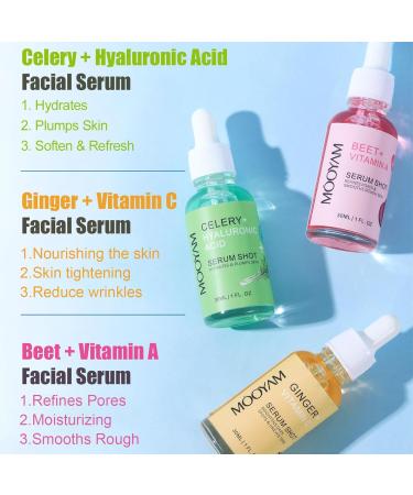 Organic Vegetable Serum Set | Vitamin C Hyaluronic Acid & Vitamin A for Face | Anti-Aging Firming & Moisturizing | Vegan & Cruelty-Free - Buy Online on SooperMarket.com