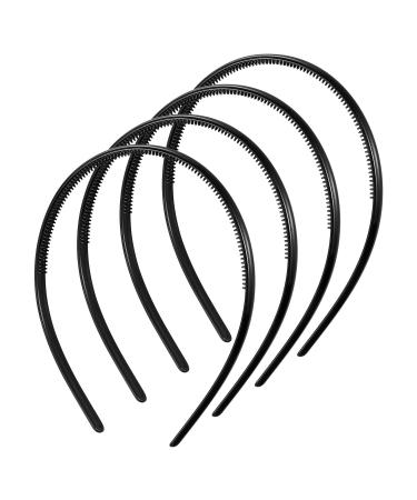 Heyu-Lotus 4 PCS Head Bands for Men Plastic Plain Sport Headbands Elastic Comb Non-slip Hair Band DIY Hair Hoop Gripper Teeth Hairbandfor Men and Women